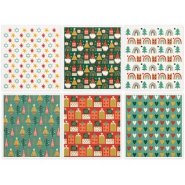 Whaline 6Pcs Christmas Swedish Dishcloths Boho Xmas Tree Rainbow Heart Kitchen Dish Towels Reusable Washable Cotton Kitchen Towels for Cooking?Wiping Home Kitchen Decor, 6.7 x 7.7 Inch