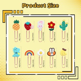 Cute Paperclips,10Pcs Colorful Paper Clips Bookmark Clip Teacher Stationery Supplies Cute Teacher Gifts Desk Accessories Office Stationery Supplies Novelty Book Marks for Children Kid Student Teacher