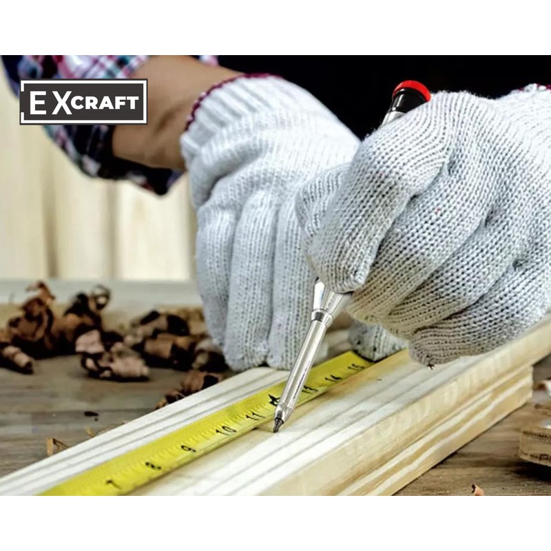 EXcraft Metal Mechanical Carpenter Pencil with 6 Refills Deep Hole