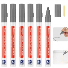 Unbranded 6 Pcs Grout Pen Tile Paint Marker: Waterproof Tile Grout Colorant and Seale - Gray