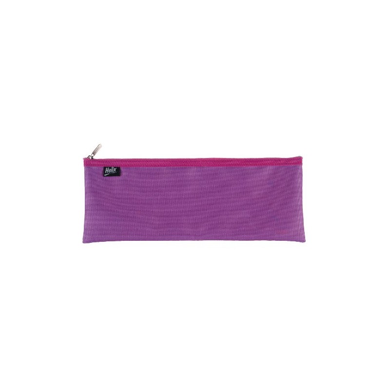 Helix Pencil Case Nylon Co-ordinated Zip 330x125mm Assorted Colours -