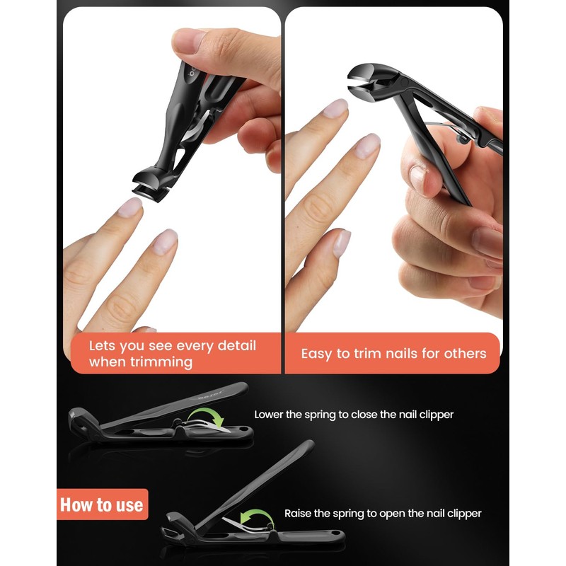 BEZOX Angled Toenail Clippers for Thick Toenails – Long Handle