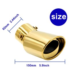 Sakali Polished Exhaust Tip Bolt-On Car Exhaust Tail Muffler Tip Pipes Universal Fit Pipe Diameter 1.5" to 2.25" (Gold,Curved)