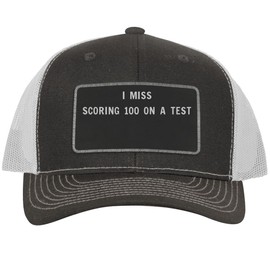 I Miss Scoring 100 On A Test - Leather Black Patch Engraved Trucker Hat, Grey-White, One Size