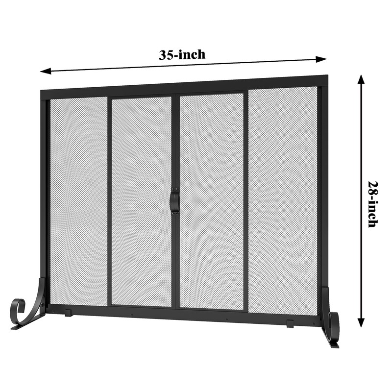 Fire Beauty Fireplace Screen, Wrought Iron Mesh, Baby Safe Spark