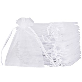 MAOOY Organza Bags 7 x 9 cm White Pack of 100 Organza Bags for Filling Small Organza Bag Jewellery Bag for Guest Gifts Wedding Christening Christmas Gift Bag Grape Protection Bag