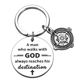 Baptism Gifts for Men Boys Baptismal Gifts for Men Pastor Gifts for Men Ordination Retirement Gift for Pastor Priest Catholic Man of God Spiritual Confirmation Inspirational Christian Keychain Keyring