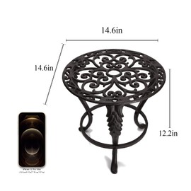 BRASSTAR Cast Iron Plant Stand Flower Pot Holder Heavy Duty, Vintage Rustic European Style Indoor Outdoor Garden Decoration 12.2 Inches Tall TQGJPT150