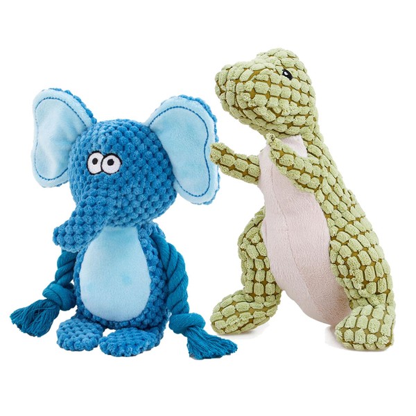 Squeaky Dog Toys for Puppy, 2Pack Stuffed Animal Plush Dog