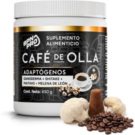 BPN PRO Café de Olla con Hongos Adaptógenos Melena de León + Ganoderma + Maitake Soluble Instantáneo Sin Azúcar Endulzado con Stevia Bajo Índice Glucémico 450g