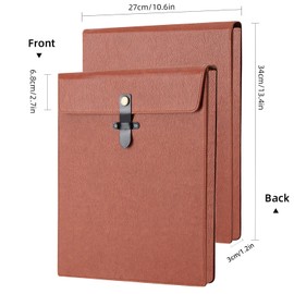 QiXin Black PU Leather Thick File Folder, Snap Closure File Organizer, Thickened Important Document Folder, Document Organizer, Laptop Sleeve Notebook Case, Leather Folder A4 Envelopes Filing Folder