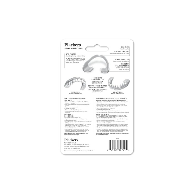 Plackers Grind No More - Protector dental listo para usar,