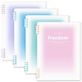 Resurhang 4 Pack 8.5" x 11" Pastel Aesthetic notebook Spiral Notebook as You Wish Freedom A4 Binder Journal 8mm Ruled 4 Color 120 Pages Pastel Gradient Notebook for Women Business Work