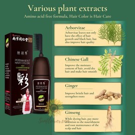 Hair Color Shampoo Hair Coloring Comb Hair Dye 3 IN 1 Coloring Shampoo + Hair Care + Hair Conditioner Dye Hair Comb Colour Shampoo Nature Hair Dye Warna rambut tahan lama hair colour dye for women 南京同仁堂染发剂