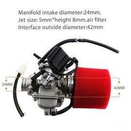 GOOFIT PD24J Carburetor with Air Filter for GY6 125cc 150cc 152QMI 157QMJ Engine Based ATV Scooter Go Kart