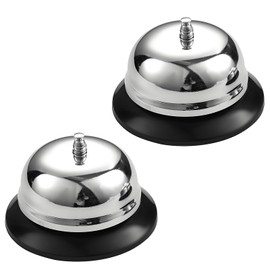 2 x Reception Bell, Stainless Steel Table Bell, Reception Bell, Table Bell, for Kitchen, Restaurants, Hotels, Bars, Loud Ringing