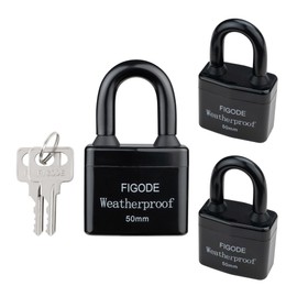 FIGODE® Outdoor Waterproof Padlocks, Covered Heavy Duty Laminated Steel Locks, Large Sturdy Locks, 2.2 in. Wide, 3 Locks Same Key, Standard Shackle