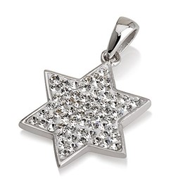 Star of David Pendant With White Gemstone & 925 Sterling Silver Necklace