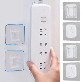 fogman Power Strip with Fixed Holder, Hook, Remote Control, Router Outlet, Wall-Mounted, Movable, Clear (6 x 6 cm/20 sets)