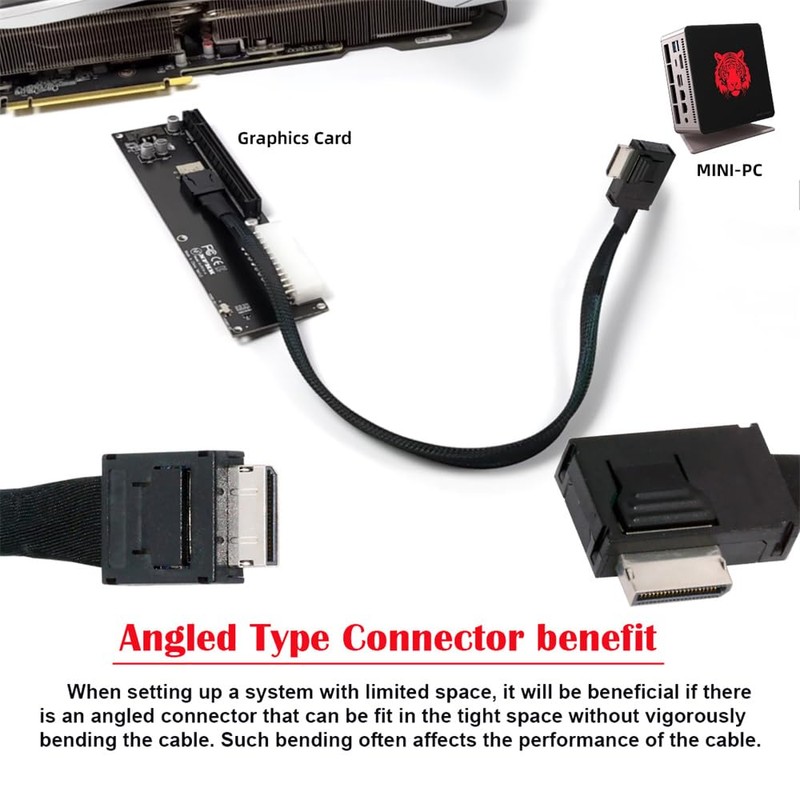 NFHK Left Angled 90 Degree OcuLink PCIe 4.0 PCI-Express SFF-8611