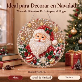 Adorno Pintura Diamante Navideña en Acrílico, DIY Diamond Painting Navidad