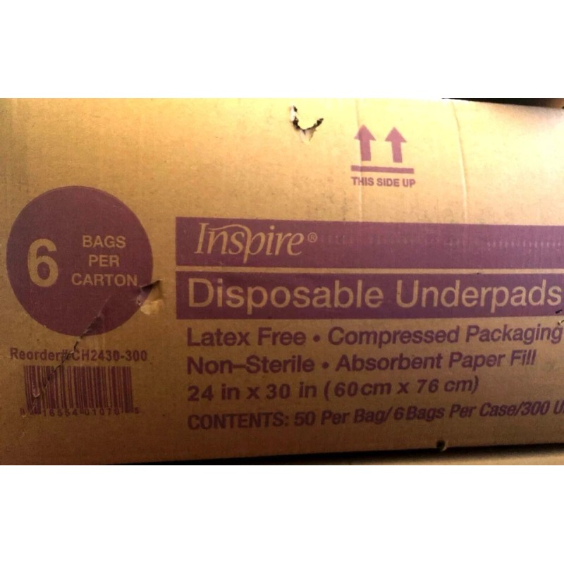 K2 Health Inspire Disposable underpads 24 x 30” 6 Bags
