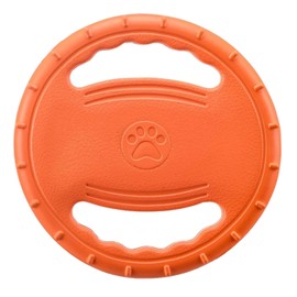 Nikki and Max Dog Frisbee Disc with Foam Handles, 8.07 inch Diameter, Floating Water Toy, (Orange)