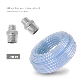 The Lord of the Tools Double Nipple Reduced 1/2 Inch to 3/4 Inch Thread Fitting Reducing Double Nipple 304 Stainless Steel Adapter for Air Line Water Pipe