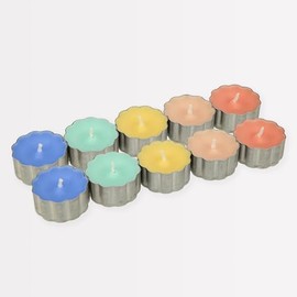 Meri Meri Tea Light Candles (Pack of 10), Unscented, Scalloped Shape, Long Burn Time Approx 4.5 hrs., Meri Meri Candles