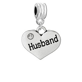 Sexy Sparkles Husband Heart Charm Dangle Bead Compatible with Snake Chain Charm Bracelets