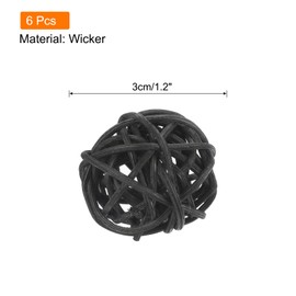sourcing map 6 Pcs Wicker Rattan Balls 1.2 Inch Rattan Decorative Balls Vase Fillers for Wedding Party Centerpiece Bowls Home Decoration Black