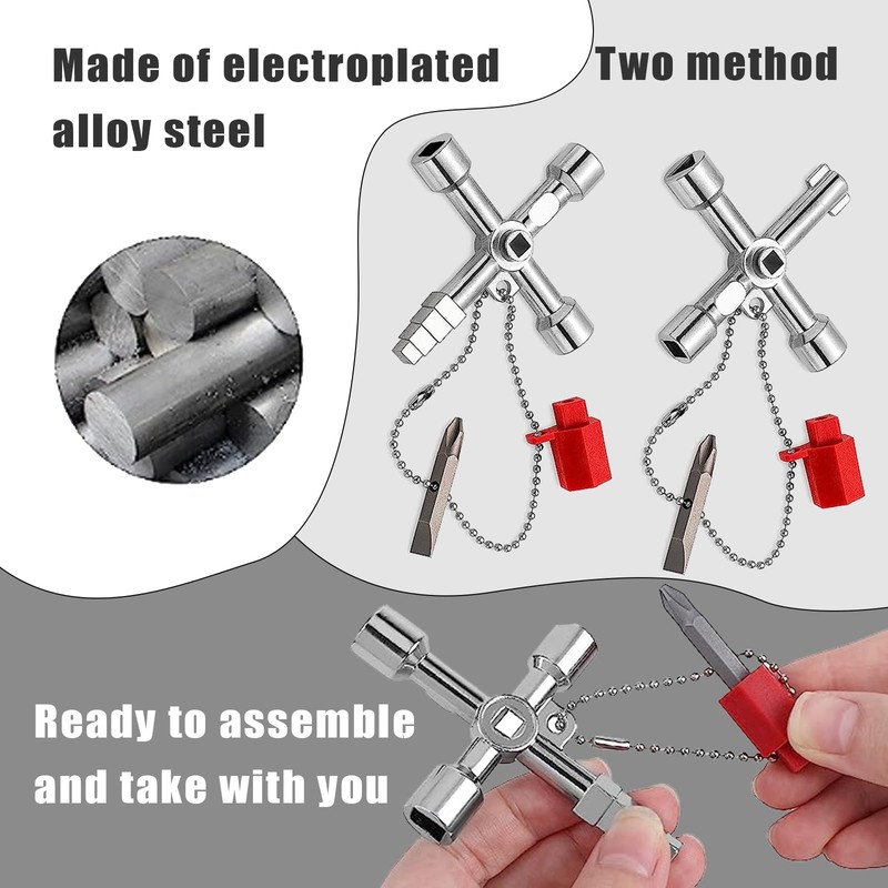 XZEIT Set of 3 control cabinet keys, universal, square key,