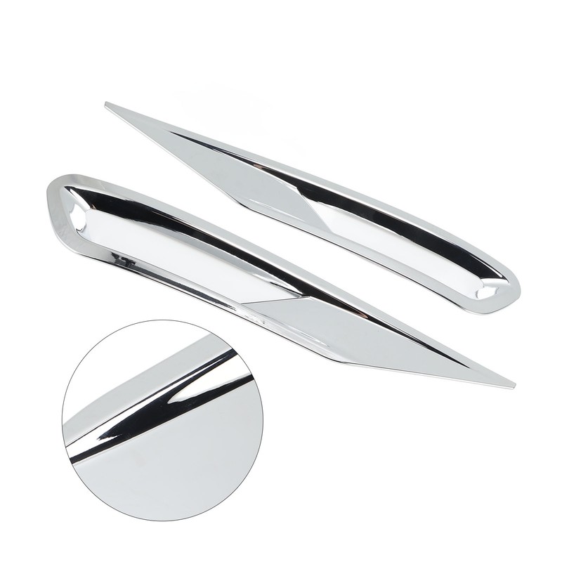 2pcs Front Fog Light Cover Trim Silver Fog Lamp Bezel