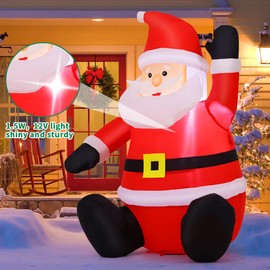COMIN 4 FT Christmas Inflatable Santa Claus Sitting Blow UP Yard Decorations for Xmas Garden Lawn Decor