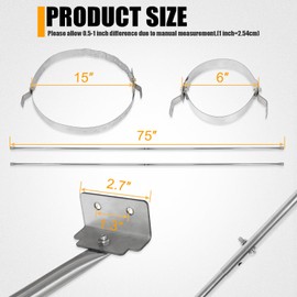 Extended Roof Chimney Support Bracket Compatible with Chimney Pipes 6"-15" Diameter Adjustable Roof Brace Includes Mounting Bracket Leg and Nut Gasket Provides Stability Against Snow and Wind