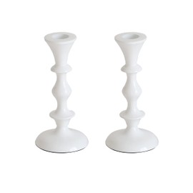 RELY+ Juego de 2 portavelas Blancos – El Color Puede Variar Blanco o Plateado – Velas cónicas Decorativas para candelabros – Portavelas para Velas – Portavelas para Velas cónicas
