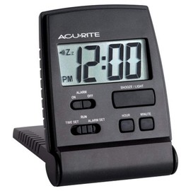 AcuRite 47391 LCD Travel Alarm Clock,Black