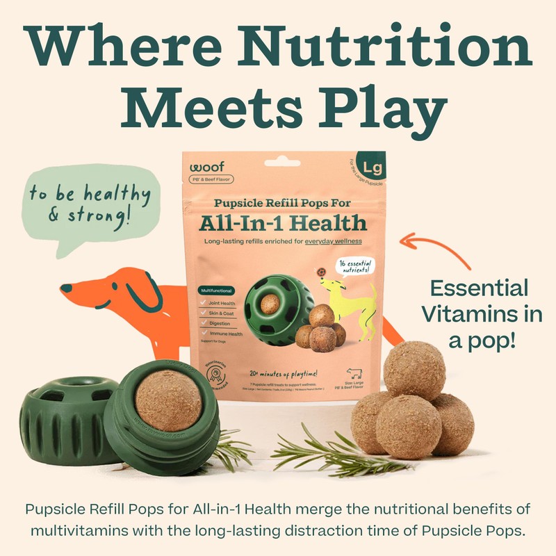 WOOF Pupsicle Refill Pops for All-in-1 Health - Long-Lasting Multivitamin