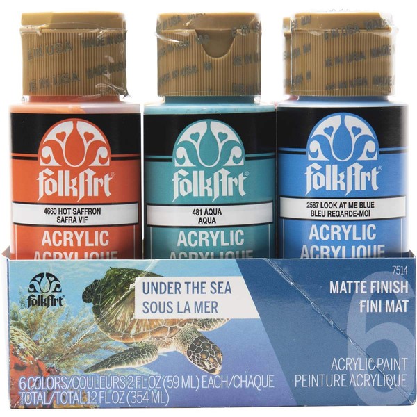 FolkArt 6 Color, Matte Acrylic Paint Set, 2oz, Under the