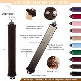 Luckybear Rizador de pelo sin calor para la noche Jumbo, 3 piezas de varillas flexibles de satén para todo tipo de cabello, herramientas de peinado pa