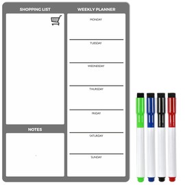 TMS A3 Magnetic Weekly Planner for Fridge, Meal Planner Whiteboard, Memo Board and Shopping List for Notes or Daily Reminders, Dry Wipe Kitchen Calendar and Organiser with Dry Erase Marker