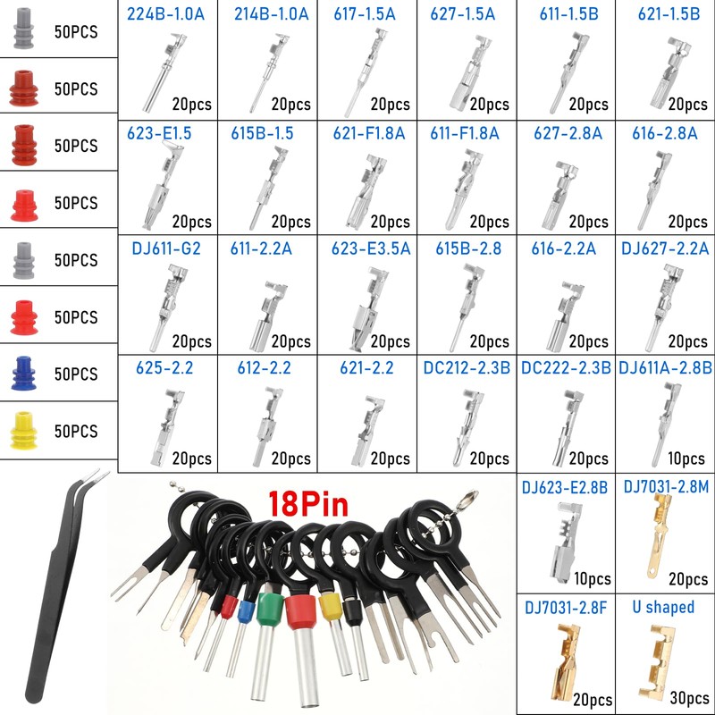 950 PCS Depinning Tool Kit Automotive Connector Pins Terminal Removal