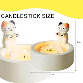 Cat Candle Holder Cartoon Kitten Warming Its Paws Scented Light Holder Kitty Small Mini Tea Light Holder (Not Included Candles) (Colorful)