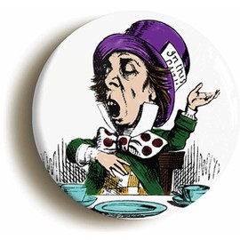 Ozorath ALICE IN WONDERLAND MAD HATTER BADGE BUTTON PIN (1inch/25mm diameter) LEWIS CARROLL ILLUSTRATION