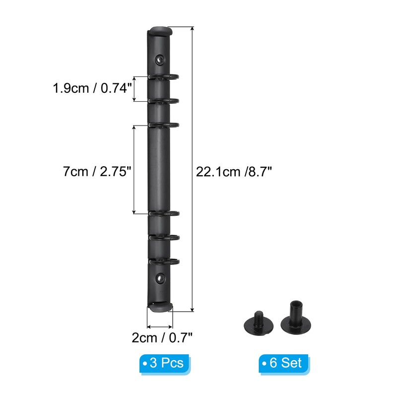 PATIKIL A5 6-Hole Ring Binder Mechanisms, 3 Set Binder Spines