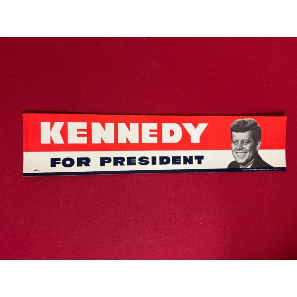 1960, John F. Kennedy, Large "Un-Used" Bumper Sticker (Scarce /