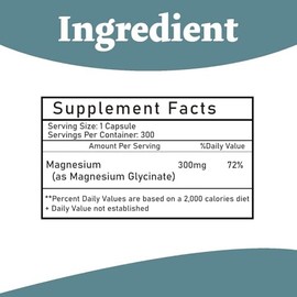 Suplemento de Glicinato de Magnesio Suplemento de Magnesio Glicinato de Magnesio 300mg 100 Quelado fo
