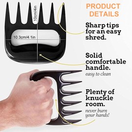 Meat Shredder Claws, Multi-Purpose Claws Meat Shredder, Barbecue Accessories Bear Claws, Comfortable Handle, Easily Shred Pulled Pork, Taco Meats, Kitchen Smoker BBQ Tool, Pack of 2, Black