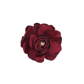 Big Flower Dainty Satin Fabric Rose Flower Brooches Large Rose Flower Big Camellia Flower Satin Flower Fabric Lapel Brooches for Women'S Wedding Dinner Party Decoration (red)