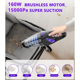MYUAKO Handheld Car Vacuum Cordless, 18000Pa 160W Car Vacuum Cleaner,30Min Powerful Hand Held Vacuum Cordless Portable Vacuum Cleaner